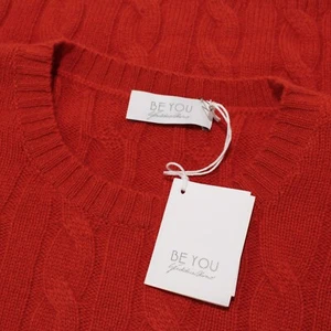 Be You NWT Pullover Cable-Knit Sweater Size Large in Solid Orange 100% Cashmere - Picture 1 of 9