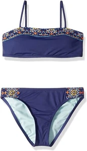 Hobie Girls' 185864 Bandeau Bikini Top Hipster Bottom Set Swimwear Size 7 - Picture 1 of 2