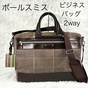 Rare Paul Smith Briefcase Plaid 2way Business bag Handbag Shoulder Bag - Picture 1 of 16