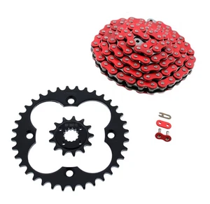 2009 - 2014 Honda TRX400X TRX400 Red Non O-Ring Chain & Black Sprocket 13/36 94L - Picture 1 of 1