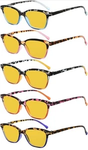 **Paquete de 5** Gafas con lentes azules para mujer Filtro de luz Bloqueo de rayos UV Lectores - Imagen 1 de 5