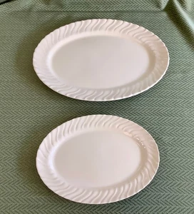 Set of (2) Franciscan Ware "Coronado" Off White Serving Platters Vintage 15" 11" - Picture 1 of 12