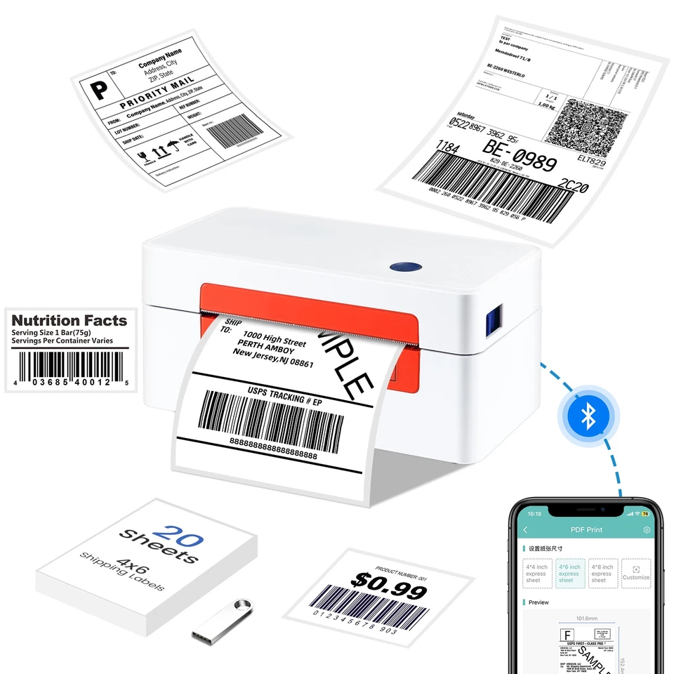 VRETTI Bluetooth Thermal Shipping Label Printer 4x6 POSHMARK ETSY EBAY MERCARI - Image 1 of 4