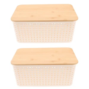 2 Pezzi Contenitore Porta Aglio Tavolo Cucina Cestino Scatole con Coperchio - Foto 1 di 12