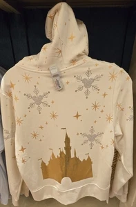 Disneyland 70th Anniversary Hoodie Zip Up Sweatshirt Castle Snowflake LARGE  - Bild 1 von 2