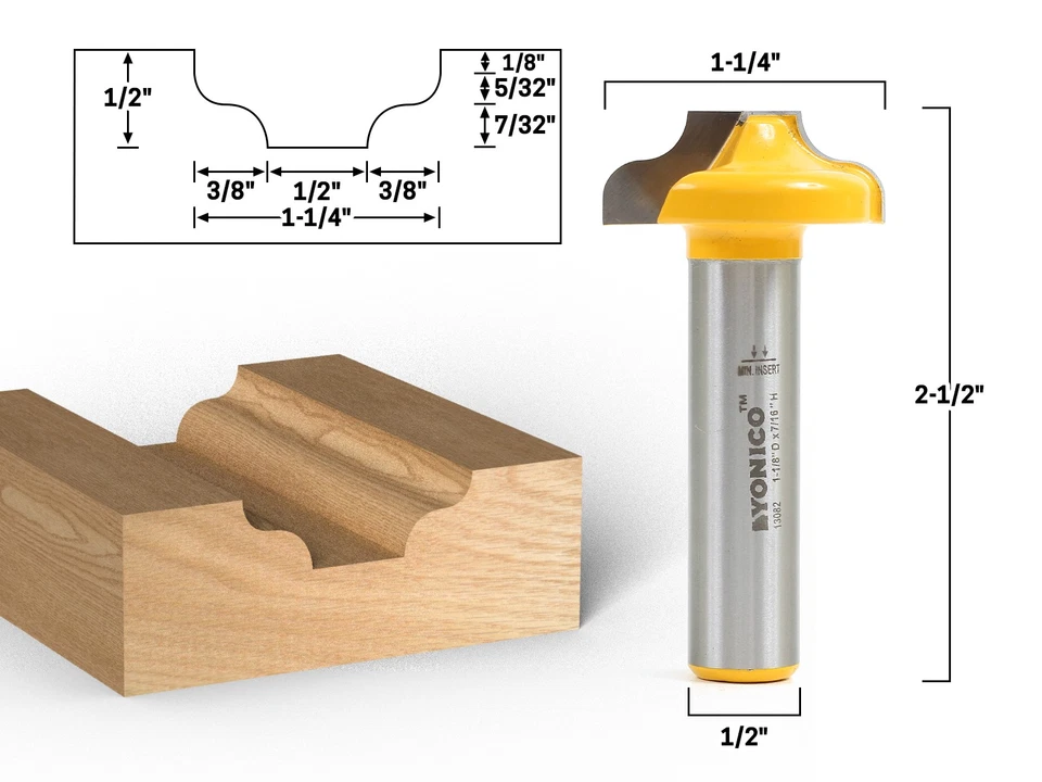 Traditional Ogee CNC Cabinet Door Rail & Stile Router Bit - 1/2" Shank - Yonico - Image 1 of 1