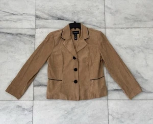 Vintage Studio I Jacket Tan Faux Suede 3 Button Womens 14 Office Casual Western - Picture 1 of 8