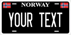 Norway Black License Plate Personalized Custom Car Bike Motorcycle Tag - Picture 1 of 9