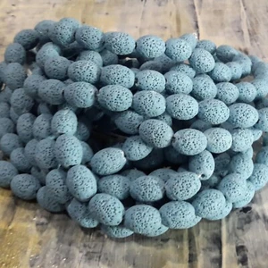 Natural Lava,Sky Blue,Oval Barrell 15x11mm Aprx 27 pcs Free postage. Oz Seller - Picture 1 of 5