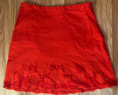 Mujer TOPSHOP Falda Naranja Brillante con Dobladillo Festoneado, Talla 10 Foto 1 de 4
