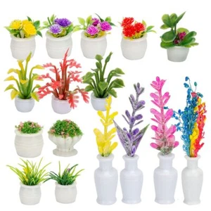 3-6Pcs Set Dollhouse Plant Bonsai House Mini Potted Plant Artificial Faux Flower - Picture 1 of 14