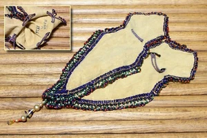 Buckskin Purse Seed Beads Drawstring Close 1926 RARE Hand Crafted Folk Art - Picture 1 of 4