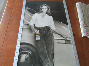 Busch Beer Sexy Girl in Jeans Longneck bottle Classic car Poster Man Cave sign - Picture 1 of 2
