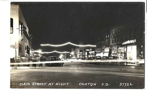 Main Street At Night, Canton, South Dakota RPPC - Bild 1 von 2