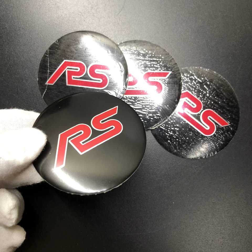 Tapacubos centrales de rueda de coche insignia VIP modificada RS Racing rojo 4 piezas emblemas adhesivos Foto 1 de 4