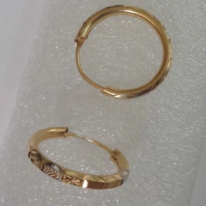 14 K Hoops Solid Rose Yellow and White Gold 2. cm Diameter 2 mm Wide - Picture 1 of 3