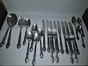 23 PC Oneida Stainless Secretariat  Piece Place Setting Spoons Fork Knife Floral - Picture 1 of 8