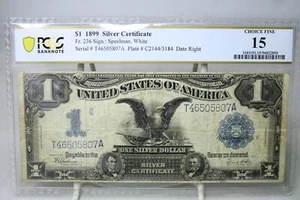 1899 $1 Silver Certificate Black Eagle Fr.236 PCGS 15 Foreign Substance #5807 - Picture 1 of 2