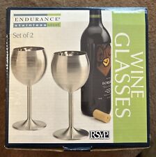 RSVP ENDURANCE STAINLESS STEEL WINE GLASSES Set Of 2 New in Box