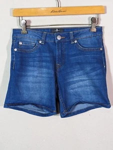 7FAM Seven for All Mankind Girls Jean Shorts Size 14 Stretch Denim Jeans Cuffed  - Picture 1 of 4