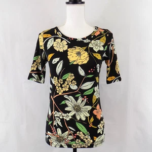 LuLaRoe Gigi Fitted Top XS Black Flowers 3/4 Sleeve - Picture 1 of 8