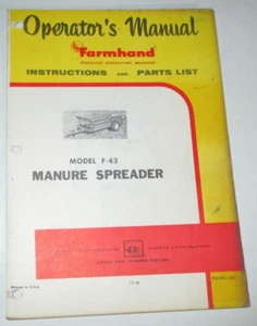 Farmhand F43 Manure Spreader Operators & Parts Manual FS1051-162 Original! - Picture 1 of 2