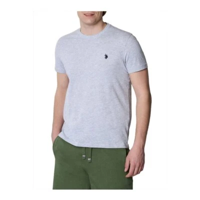 U.S. Polo Assn. - T-shirt con logo ricamato in cotone grigio chiaro 68076 - Imagen 1 de 3