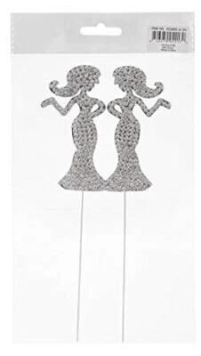 Decoración de pastel de boda dos novias pareja femenina estrás Foto 1 de 4