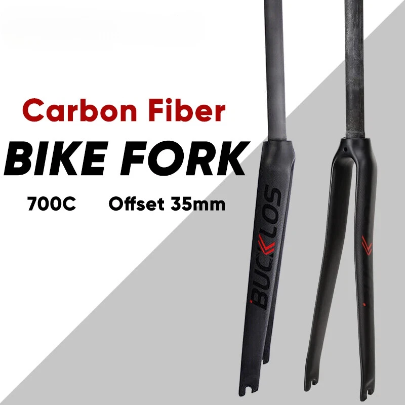 700C Ultralight Fork Full Carbon 1-1/8'' Road Bicycle Straight Tube Rigid Fork - Image 1 of 4