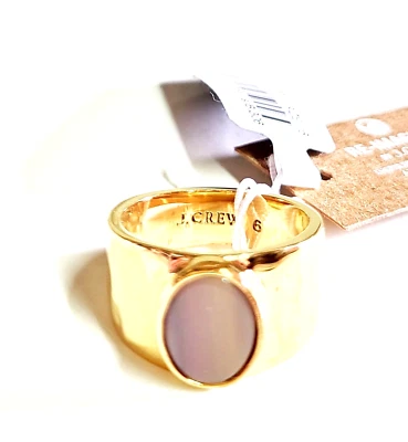 Anillo Banda Ovalada Acetato J.Crew Talla 6 Chimenea Chapado en Oro Latón Firmado BI306 NUEVO CON ETIQUETAS Foto 1 de 4