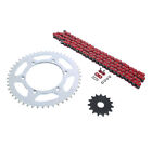 Red O Ring Chain Sprocket Silver 15/50 114L for Yamaha 99-14 YZ250, 99-01 WR400F