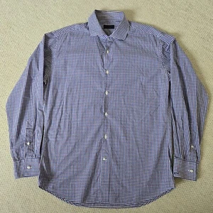 Paul & Shark Yachting Gingham Check Langarm Hemd 42 L Große 16,5 Blau Weiß - Bild 1 von 9