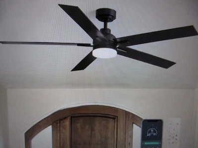 Antoine 56 in. Modern Smart Indoor Black Ceiling Fan with LED Light and Remote - Image 1 of 4