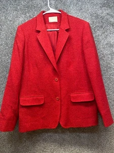 Vintage Pendleton Womens 16 Tweed Red Blazer Jacket Pure Virgin Wool Made USA - Picture 1 of 10