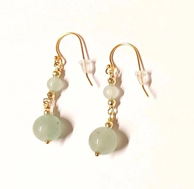 Orecchini in argento 925 laminato oro e pietre avventurina tonda ematite dorata  - Immagine 1 di 3