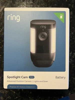RING SPOTLIGHT CAM PRO BLACK WIRED/BATTERY BLACK NEW IN BOX - Image 1 of 3