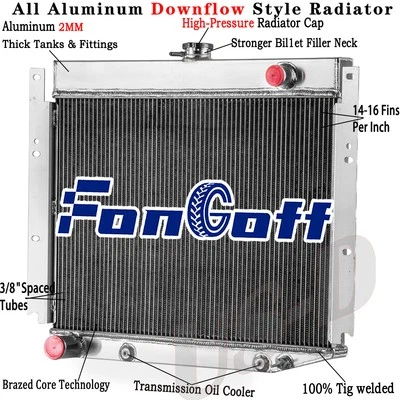 4 Row Aluminum Radiator for 1969-1971 1970 Dodge D/W 100 200 300 Pickup 6.3L AT - Image 1 of 4