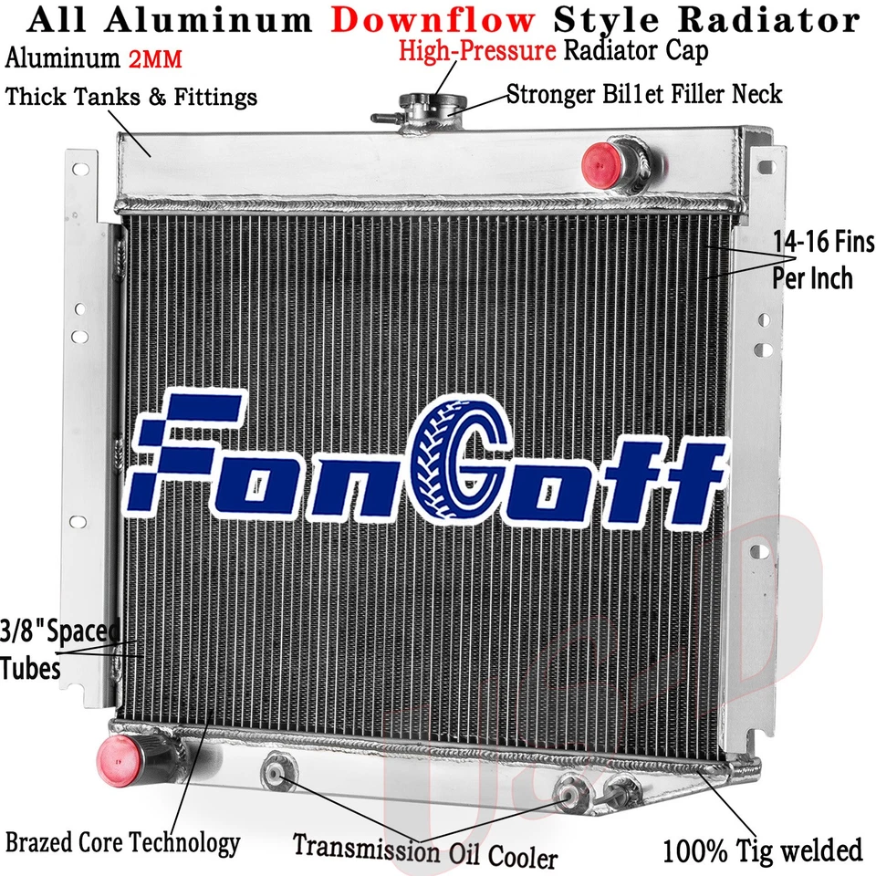 4 Row Aluminum Radiator Fit 1969-1971 1970 Dodge D/W 100 200 300 Pickup 6.3L AT - Image 1 of 4