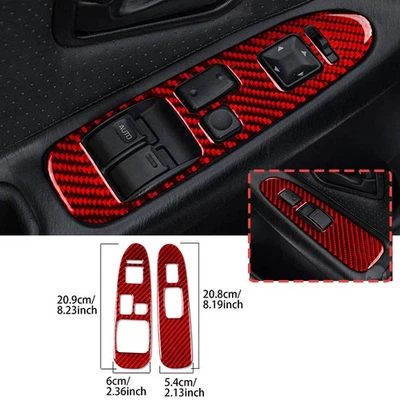 Для Toyota MR2 1991-1995 красный углеродного волокна окна подъем панели переключатель крышка отделки 2 X - Изображение 1 из 4