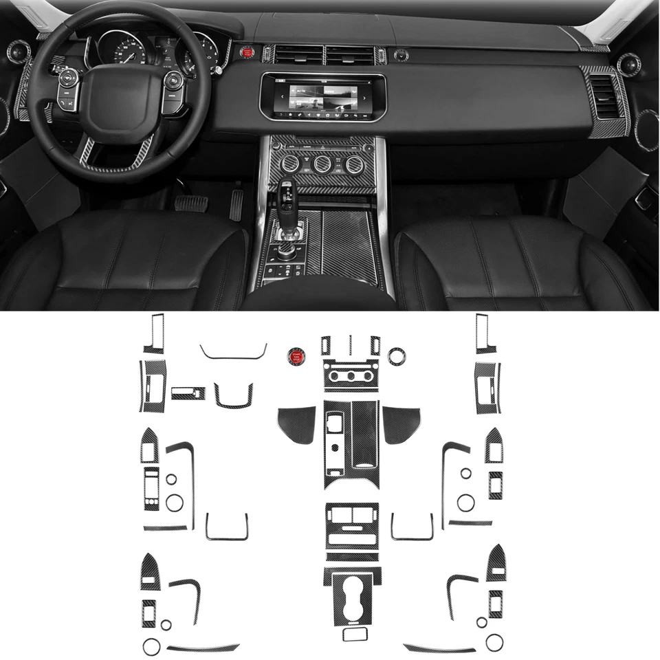 Juego completo interior kit cubierta de embellecedor para LR Range Rover Sport 2014-2017 fibra de carbono Foto 1 de 4