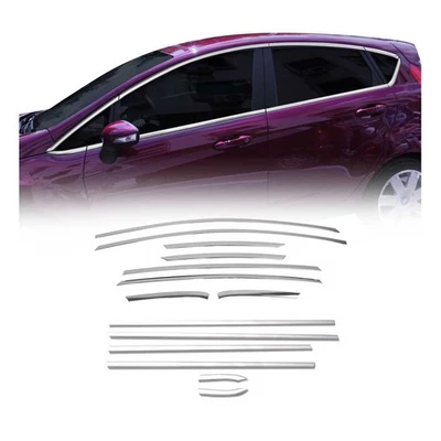 Juego de molduras de ventana Streamer para Ford Fiesta 2011-2019 acero inoxidable 16 piezas Foto 1 de 4
