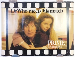 VINTAGE DR WHO TOM BAKER & LALLA WARD RARE AUSTRALIAN PRIME COMPUTER POSTER AD - Picture 1 of 5