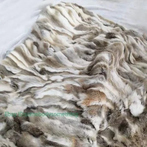 Manta de piel de conejo 100 % real genuina alfombra cálida retazos personalizada cualquier tamaño - Imagen 1 de 11