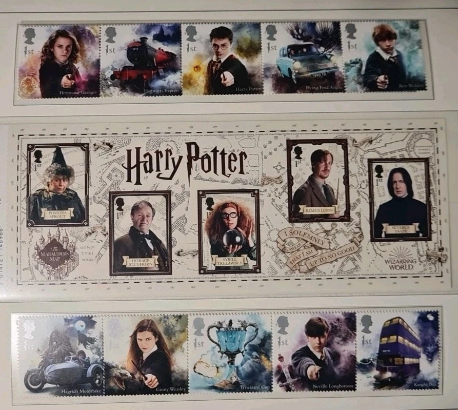 GB - 2018 - "Harry Potter"  - Set Of 10 1st Class stamps & Miniature Sheet MNH - Image 1 of 1
