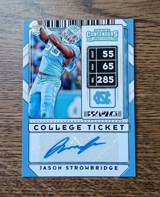 2020 Panini Contenders Draft Picks Jason Strowbridge College Ticket Auto #286  - Image 1 of 4