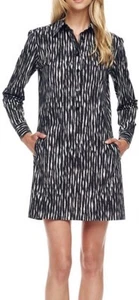 Michael Kors Black And White Shirt Dress, Size 14, Made In Italy - Picture 1 of 9