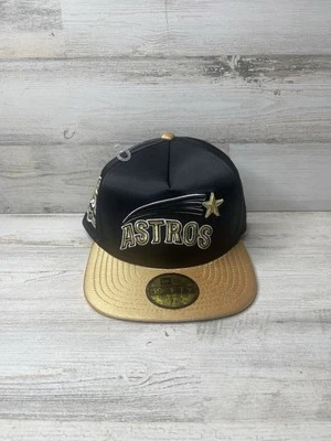 Houston ASTROS NEW ERA 59FIFTY BLACK METAL Fitted Hat Cap Size: 7 1/4 New! - Image 1 of 4
