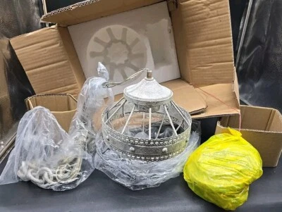 Golden Lighting 7856-M1L Ferris 8"W Cage Mini Pendant - Oyster NEW - Image 1 of 4