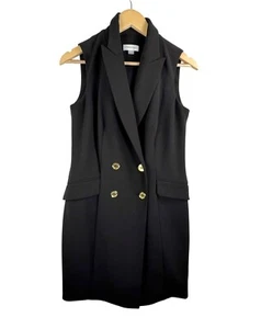 Calvin Klein Zweireiher Blazer Kleid Preppy Schwarz 90er Scuba Gr. 4 - Bild 1 von 7