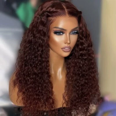 Curly Wig Synthetic Lace Front Wigs For Women Red Pre Plucked Closured Wig - Image 1 of 4